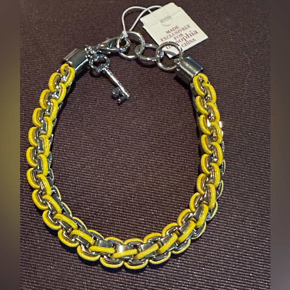 Lia Sophia new old stock metal and cord bracelet.